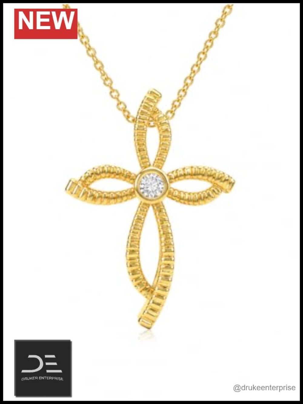14K Gold Plated Cross Pendant Necklace for Women Christian Gift